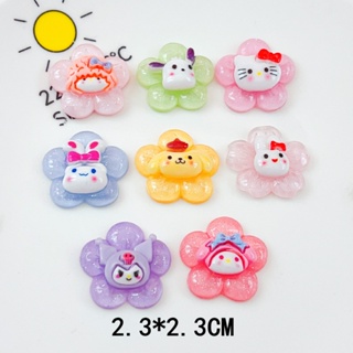 [2 #] Jibbitz Crocs กาวเรซิ่นใส รูปดอกไม้ Sanrio Melody Pacha Dog Kuromi KT อุปกรณ์เสริม สําหรับรองเท้า DIY QP