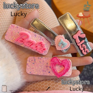 Lucky กิ๊บติดผมแฟชั่น ประดับเลื่อม สีชมพู สําหรับตุ๊กตาบาร์บี้