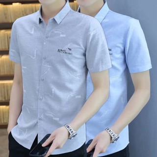 Spot ultra-high CP value] New boys shirts floral shirts mens short-sleeved summer Korean trend ice silk shirts casual mens clothes half-sleeved shirts for boys