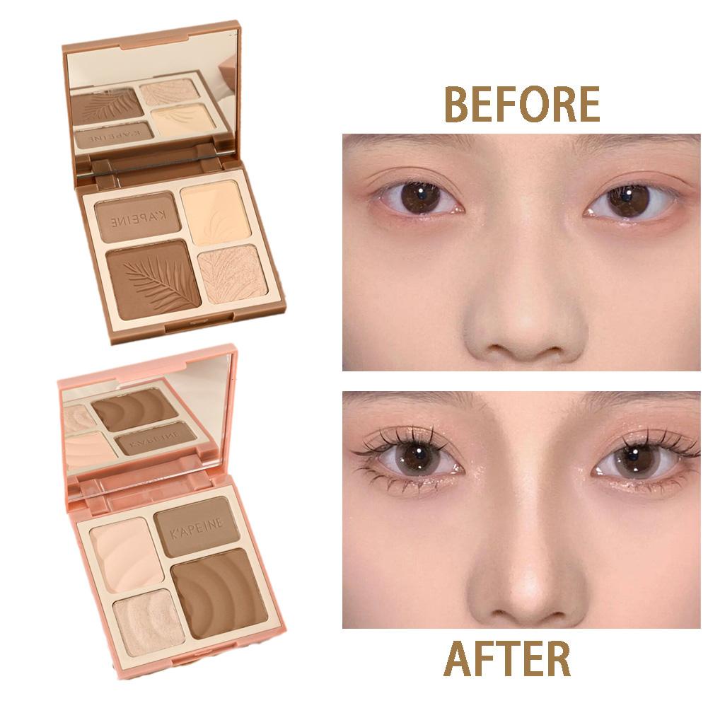 4 In 1 พาเลทไฮไลท์ คอนทัวร์ บรอนเซอร์ เนื้อแมตต์ ธรรมชาติ สําหรับแต่งหน้า X7O9