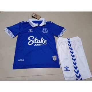 เสื้อกีฬาแขนสั้น ลายทีมชาติฟุตบอล Everton 2324 คุณภาพสูง สําหรับเด็ก