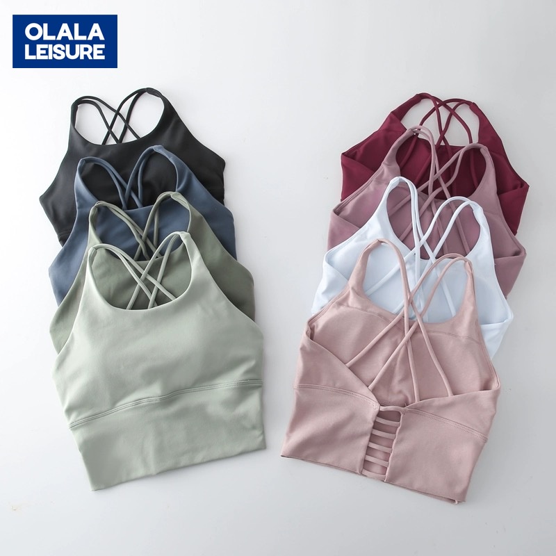 OLALA LEISURE ใหม่ ชุดชั้นใน สายคล้องไหล่ สีพื้น สวยงาม สําหรับผู้หญิง ใส่เล่นโยคะ ฟิตเนส