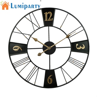 Lumiparty นาฬิกาแขวนผนัง โลหะ ทรงกลม ขนาดใหญ่ สไตล์วินเทจ สําหรับห้องนั่งเล่น ห้องนอน ห้องครัว (เส้นผ่านศูนย์กลาง)