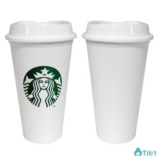 ถ้วยกาแฟ Starbucks แบบพกพาความจุขนาดใหญ่ในครัวเรือนคู่ Starbucks Pure White Coffee Cup 473ml/16floz TH1