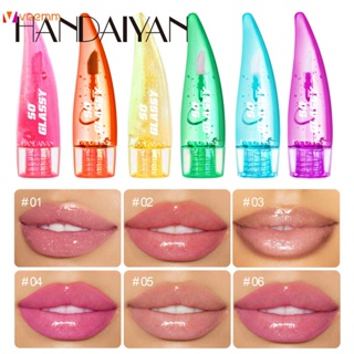 Handaiyan ลิปกลอสเปลี่ยนสี Pearlescent Mirror ลิปกลอสแก้ว Transparent Lip Glaze Long-last Moisturizing veemm