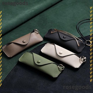 Rosegoods1 กระเป๋าใส่แว่นตา หนัง PU กันหาย กันแรงดัน พร้อมสายคล้อง สําหรับผู้ชาย