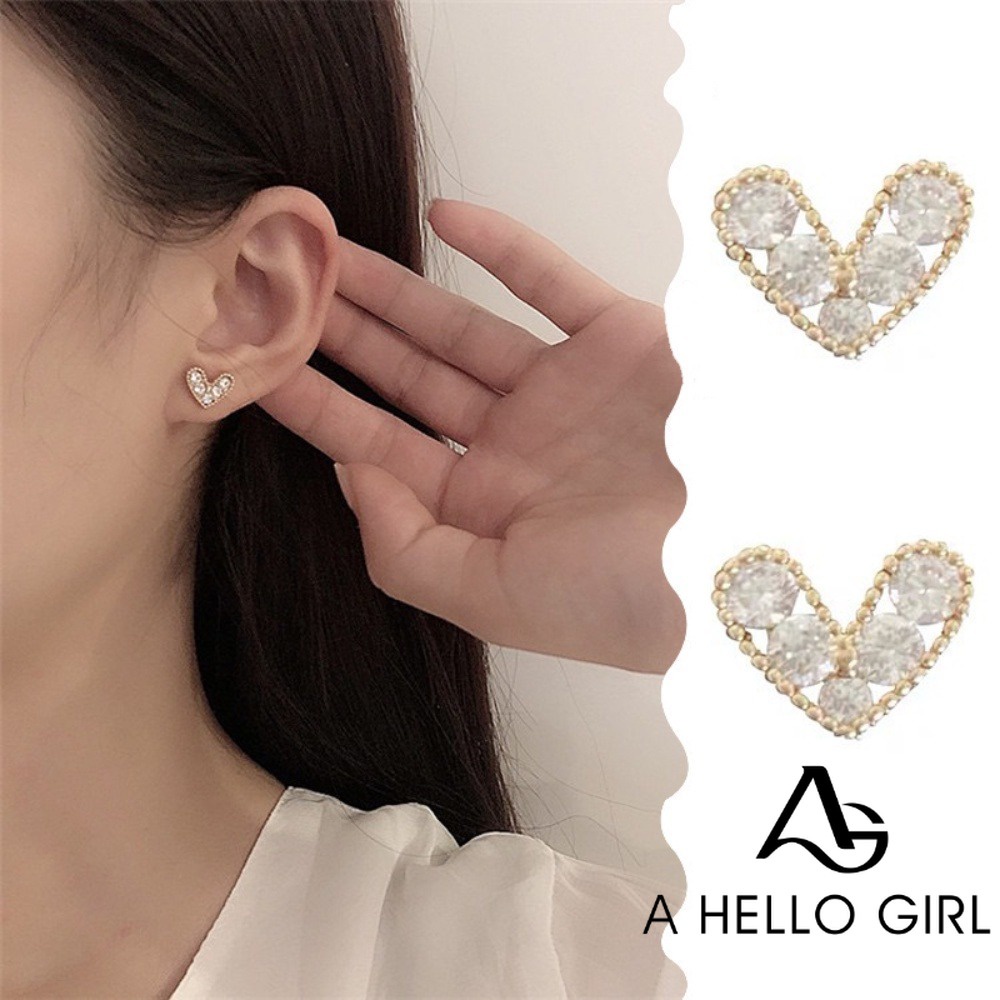 A HELLO GIRL ใหม่ ต่างหูเงิน 925 รูปหัวใจ สําหรับผู้หญิง 2023