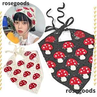 Rosegoods1 ที่คาดผม ผ้าพันคอ ผ้าโพกหัว ถักโครเชต์ ลายเห็ด