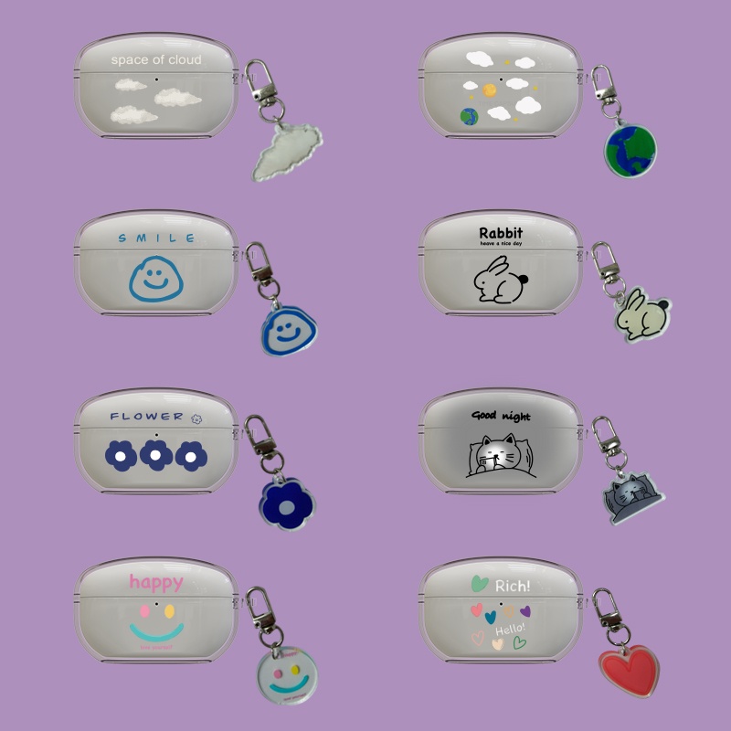 For Sony WF-1000XM5 Case Cute Cat Pendant Sony WF-1000XM5 Transparent Soft Case Shockproof Case Prot