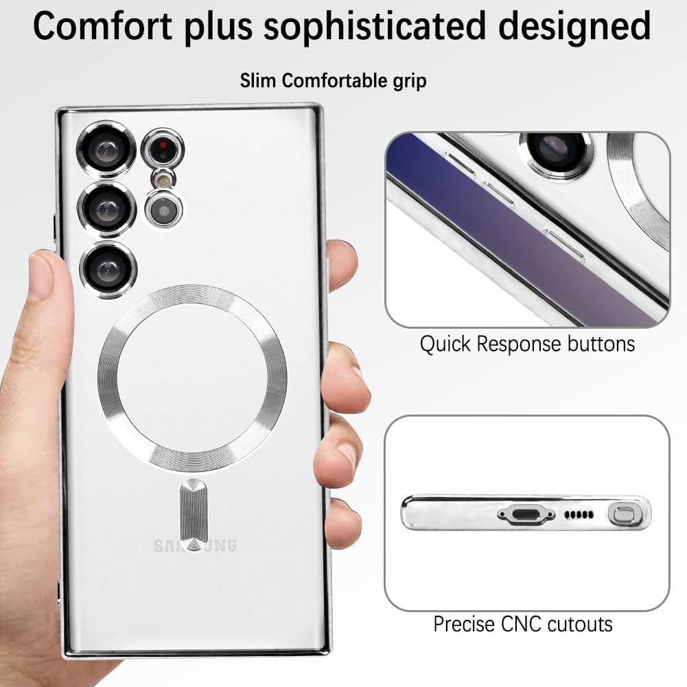 เคส Samsung Galaxy S22 Ultra S23 Ultra s24 ultra เคสโทรศัพท์มือถือแบบใส แม่เหล็ก Case Cover Casing