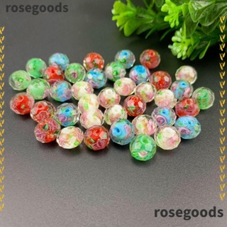 Rosegoods1 ลูกปัดแก้ว ทรงกลม สีทอง 10 มม. รู 2 มม. สําหรับทําลูกประคํา DIY 60 ชิ้น