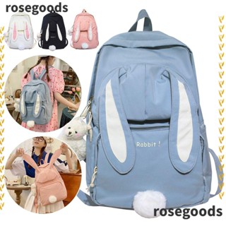 Rosegoods1 กระเป๋าเป้สะพายหลัง หูกระต่าย ความจุขนาดใหญ่ แบบพกพา