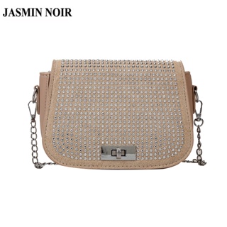 Jasmin NOIR กระเป๋าสะพายข้าง หนัง PU ใบเล็ก แต่งสายโซ่ล็อก สําหรับผู้หญิง