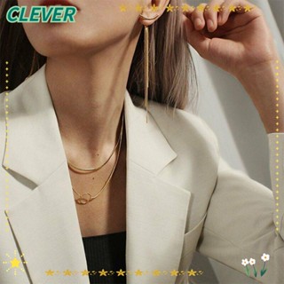 Clever ต่างหูระย้า ห้อยพู่โซ่ยาว ทรงเรขาคณิต เครื่องประดับสตรี