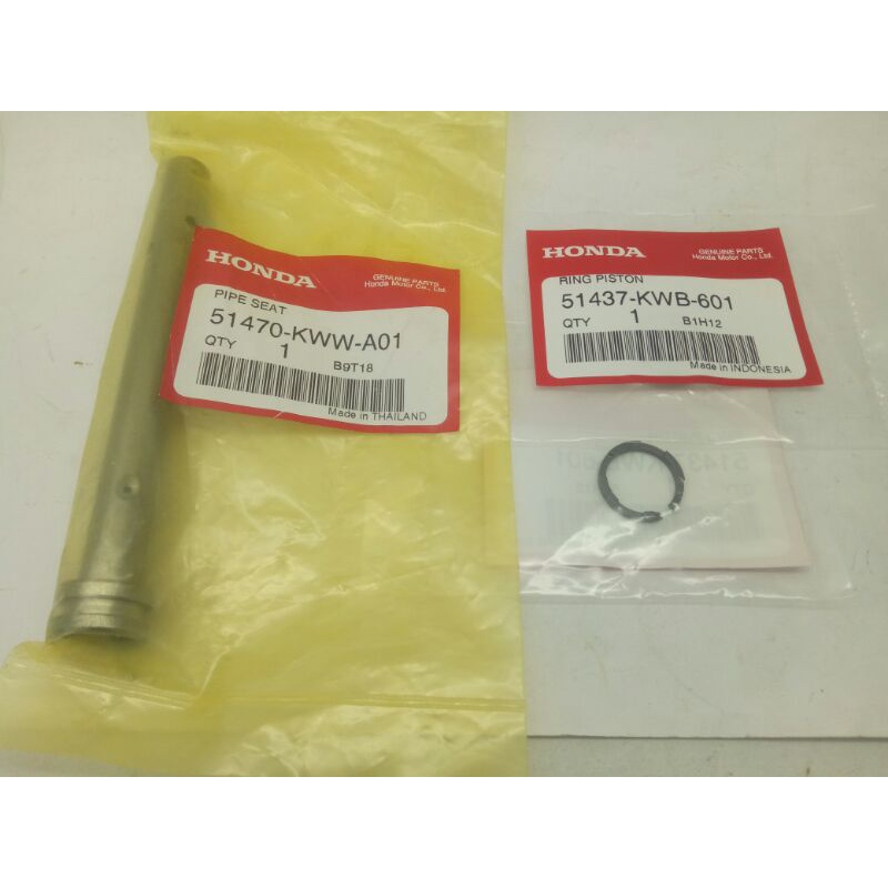 ลูกสูบโช้คหน้า แกน10mm.(51470-KWW-A01)+แหวนลูกสูบ14mm.(51437-KWB-601)Honda Wave,Sonicของแท้ศูนย์ PIP