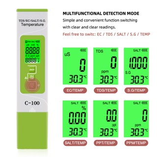 New C-100 Salinity/TDS/EC/Seawater Specific Gravity Test Pen Saltwater Detector