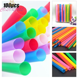 【COLORFUL】Straws Flat End Multi Color Oversized PP Tea Fat 100Pcs 21cm Boba Straws