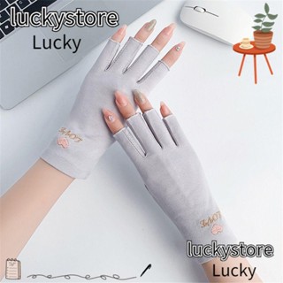 Lucky ถุงมือข้อสั้น กันลื่น สีพื้น ไร้นิ้ว แฟชั่นฤดูร้อน