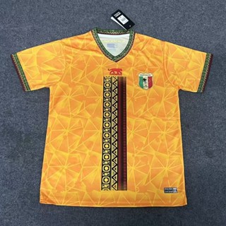 เสื้อกีฬาแขนสั้น ลายทีมชาติฟุตบอล Africa Cup of Nations Mali Yellow Jersey ไซซ์ S - XXL แบบแห้งเร็ว สําหรับผู้ชาย ไซซ์ 23-24