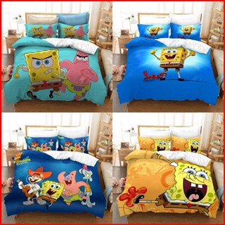 Fash SpongeBob 3in1 ชุดเครื่องนอน ผ้าปูที่นอน ผ้าห่ม ห้องนอน ซักทําความสะอาดได้ สะดวกสบาย