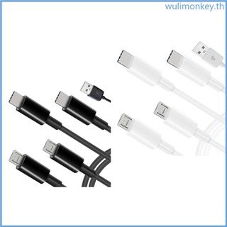 Wu 4-in-1 สายชาร์จ USB เป็น 2 Type-C+2 Micro USB พาวเวอร์ซัพพลาย