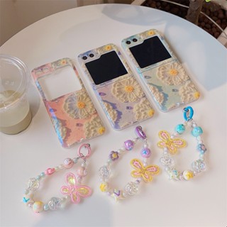 เคสโทรศัพท์มือถือซิลิโคน tpu แบบนิ่ม ลายดอกไม้ และผีเสื้อ สีสันสดใส หรูหรา สไตล์เกาหลี สําหรับ Galaxy Z Flip 5 Z Flip5