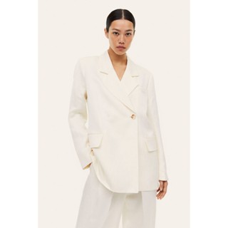 H&amp;M  Woman Double-breasted linen-blend blazer 1182907_1