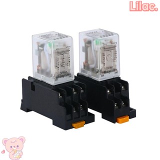 Lilac รีเลย์สวิตช์แม่เหล็กไฟฟ้า 10A 8 Pin ไฟแสดงสถานะ LED AC 24V 2 ชิ้น