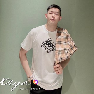 [Official]Burberry New TB Letter Logo Short Sleeve Mens and Womens Square Print Casual T-Shirt Top