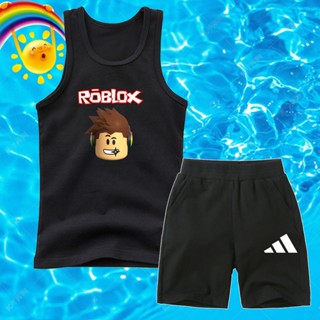 Roblox ชุดเสื้อแขนกุด และกางเกง แฟชั่นฤดูร้อน สําหรับเด็กผู้ชาย 2 ชิ้น