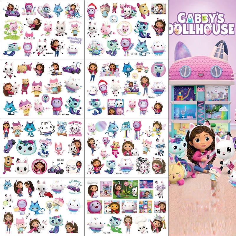 Gaby's Toy House สติกเกอร์รอยสัก ลายการ์ตูน แบบใช้แล้วทิ้ง ขนาด 10.5x15.5 ซม. สําหรับเด็ก งานเลี้ยงวันเกิด