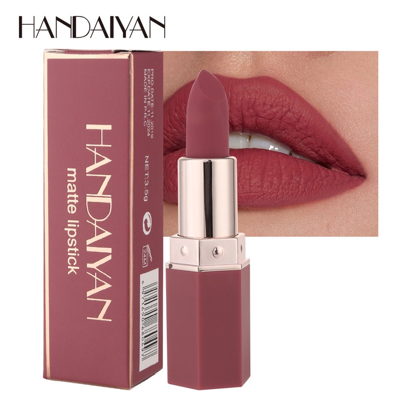 Handaiyan ลิปกลอส / ลิปสติก เนื้อแมตต์ กํามะหยี่ กันน้ํา ติดทนนาน / บํารุง ให้ความชุ่มชื้น แต่งหน้า มืออาชีพ ราคา ถูกที่สุด ดีลบีเคเค แกลเลอรีภาพที่ 2