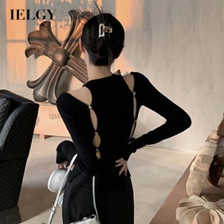IELGY เสื้อแขนยาว ผ้าถัก ทรงสลิม กลวง ออกแบบดี ไม่ซ้ําใคร สําหรับผู้หญิง