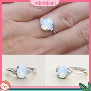 &lt;micmicell&gt; แหวนหมั้นแต่งงาน ประดับโอปอลอัลลอย สวยหรู แฟชั่นสําหรับผู้หญิง เจ้าสาว