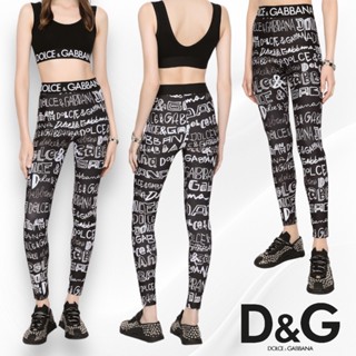 DOLCE &amp; GABBANA LEGGINGS D&amp;G กางเกงขายาว สกินนี่ เลกกิ้ง เลคกิ้ง ขอบเอว ดีจี ดอเช่ กาบาน่า