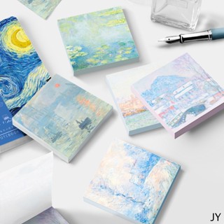 【JY】กระดาษโน้ต ลาย Monet Van Goghs ไม่เหนียวติด ของขวัญเครื่องเขียน 50 แผ่น