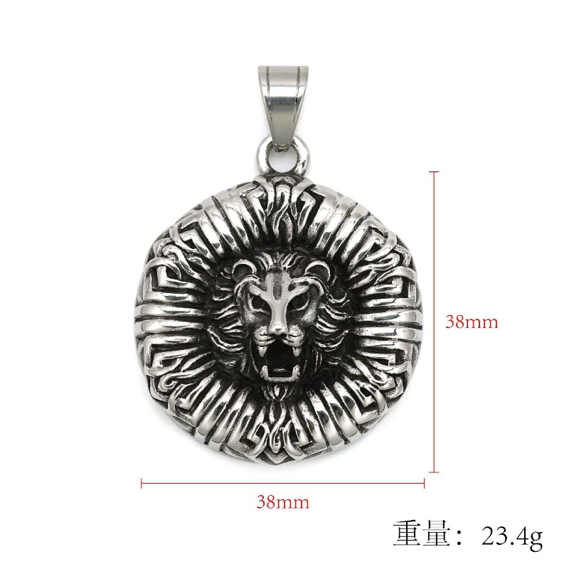 [Z H Jewelry] เครื่องประดับ วินเทจ ฮิปฮอป หกเหลี่ยม สิงโต จี้ ผู้ชายและผู้หญิง แฟชั่น สเตนเลส สร้อยคอ พังก์ ปาร์ตี้ ร็อค ไทเทเนียม เหล็ก เครื่องประดับ อุปกรณ์เสริม