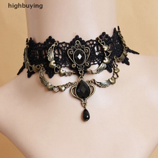 [highbuying] ปลอกคอเซ็กซี่ โกธิค โช้คเกอร์ คริสตัล สีดํา ลูกไม้ สร้อยคอโช้คเกอร์ ใหม่ พร้อมส่ง