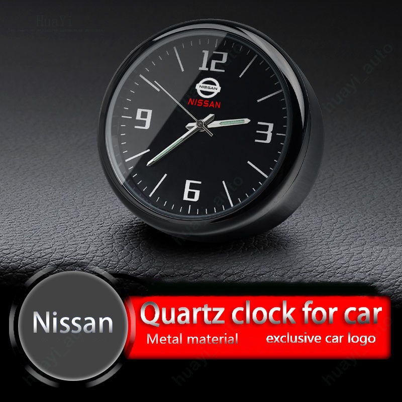 นาฬิกาควอตซ์เรืองแสง ขนาดเล็ก อุปกรณ์เสริม สําหรับรถยนต์ Nissan Kicks Navara Versa Liniva Np300 Sentra March Nv350 Caravan X-trail Almera