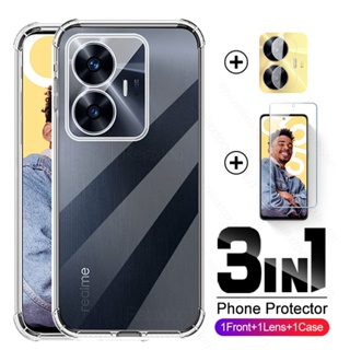 3in1 เคสซิลิโคนใส ป้องกันเลนส์กล้อง สําหรับ RealmeC55 Realme C55 C 55 55C 5G 2023 RMX3710 6.72 นิ้ว