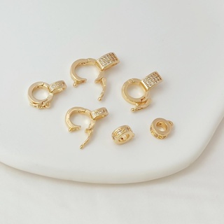 จี้หัวเข็มขัด ฝังเพทาย ทอง 14K แฮนด์เมด DIY สําหรับทําสร้อยคอ สร้อยข้อมือ แหวน