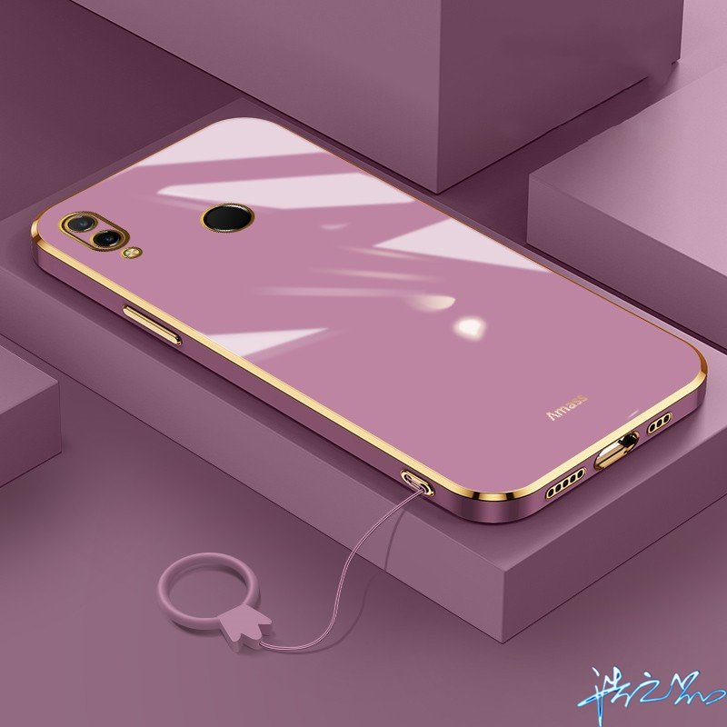 เคสโทรศัพท์มือถือ ซิลิโคนนิ่ม ชุบไฟฟ้า ลาย Free lanyard สไตล์เกาหลี 6D พร้อมสายคล้อง สําหรับ Huawei 