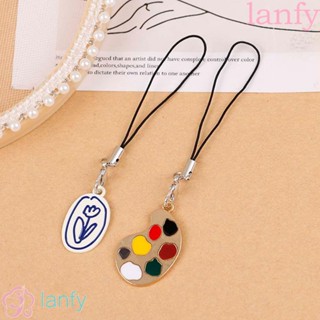 Lanfy สายคล้องโทรศัพท์มือถือ จี้โลหะ ลายดอกไม้ ป้องกันการสูญหาย