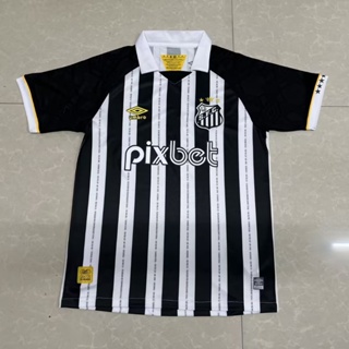 เสื้อกีฬาแขนสั้น ลายทีมชาติฟุตบอล Santos Away 23-24 ไซซ์ S-XXL ชุดเยือน สําหรับผู้ชาย