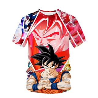 เสื้อยืดแขนสั้นลําลอง คอกลม พิมพ์ลายการ์ตูน Dragon Ball z 3 มิติ สําหรับเด็ก