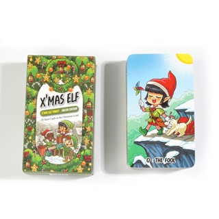 ไพ่ทาโรต์ Xmas Elf Tarot Green Edition สําหรับผู้เริ่มต้น เหมาะกับงานปาร์ตี้ จํานวน 78 ชิ้น