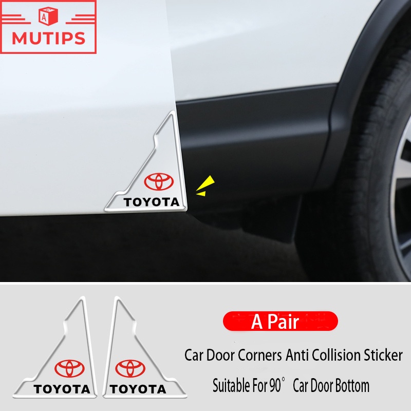 Toyota 2 ชิ้น/ชุด สติกเกอร์ติดมุมประตูรถยนต์ ปกป้อง ป้องกันการชน CHR Camry Wish Vios Veloz Estima Sienta Yaris Ativ Altis Sienta bZ4X Hiace Hilux Revo Prius Fortuner Corolla Cross