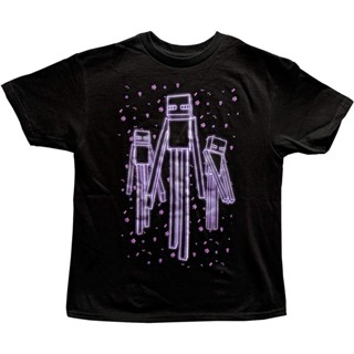 TOP CTเสื้อยืดผ้าฝ้ายพิมพ์ลายขายดี 2022 Cartoon COD การ์ตูน มายคราฟ Minecraft Boys Enderman Glow In The Dark T Shirt เสื