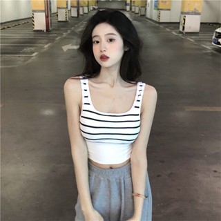 Milyfashion ขายดี เซ็กซี่ ลายทาง สลิงสวมด้านนอก ฐานสวยงาม สายรัดหน้าอก ไม่มีแหวนเหล็กอิทธิพล