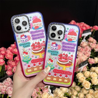 Casetifg เคสโทรศัพท์มือถือซิลิโคน TPU แข็ง กันกระแทก ลายเค้กวันเกิด ไล่โทนสี พร้อมกล่อง สําหรับ iphone 11 12 13 14 Pro Max 14 11 12 13